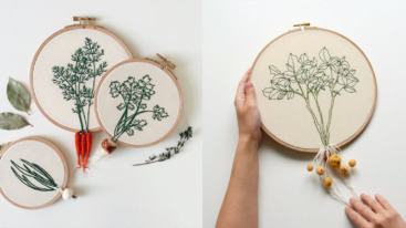 Geborduurde planten en wortels