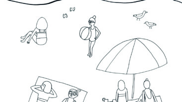 Kleurplaat Kate Pugsley: strand