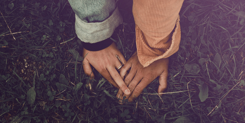 Couple holding hands