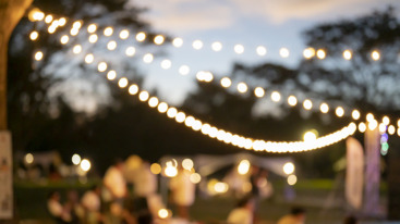 Festival Event Party with Hipster People Blurred Background