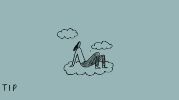 illustratie van vrouw die ontspant op een wolk