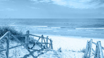 Entrance to sandy Lubiatowo beach, Baltic Sea, Poland
