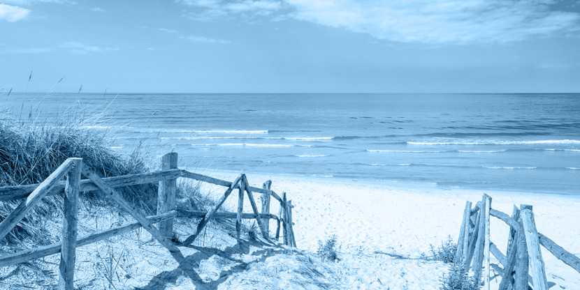 Entrance to sandy Lubiatowo beach, Baltic Sea, Poland