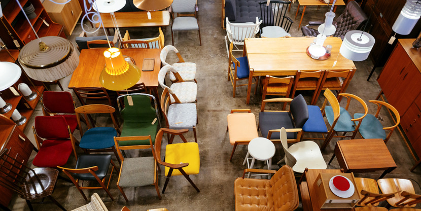 From above antique furniture store