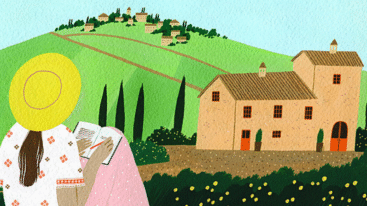 illustratie van meisje die haar gedachten opschrijft