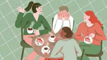 illustratie van mensen die in gesprek zijn met elkaar