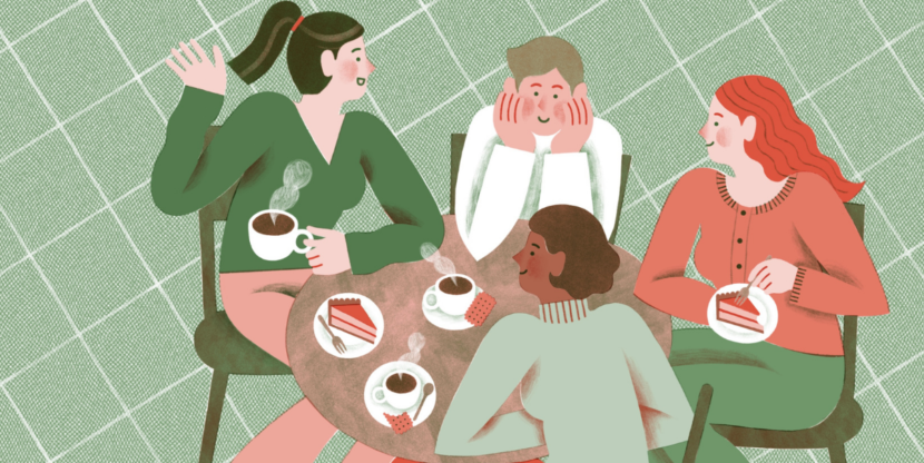 illustratie van mensen die in gesprek zijn met elkaar