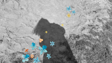 schaduw van een persoon op het zand