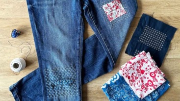 sashiko repareer spijkerbroek