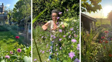 Vrouw die haar tuin aan het aanpakken is