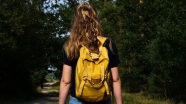 wandeling door het bos met de wandelroute van het jaar