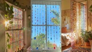 nog een idee met kralen: een kralengordijn voor je raam of in je slaapkamer