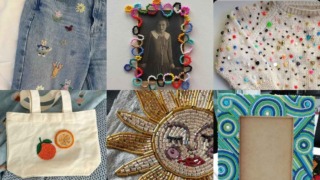 voorbeelden van wat je allemaal met kralen kunt borduren: van fotolijstje tot kledingstuk