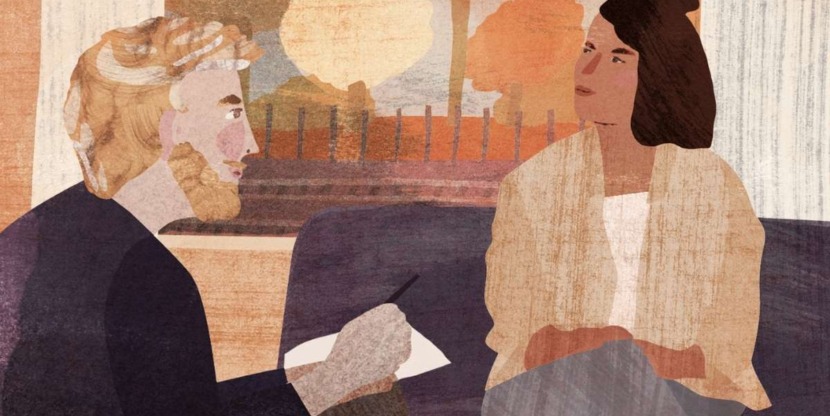 Vrouw in therapie voor fawning