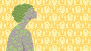 Illustratie van Maritza Lisa van een vrouw met een gele achtergrond