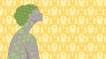 Illustratie van Maritza Lisa van een vrouw met een gele achtergrond