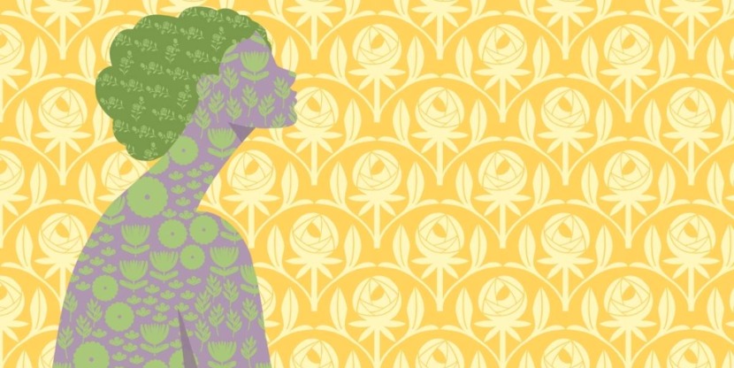 Illustratie van Maritza Lisa van een vrouw met een gele achtergrond